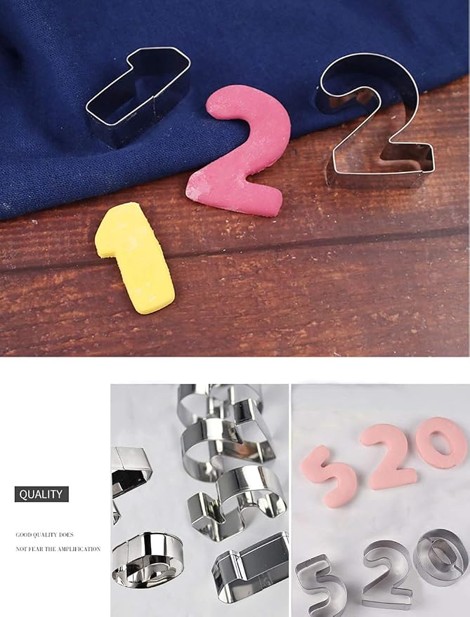 Large Number Cookie Biscuit Cutters Set 3 Inches, 9 Piece Stainless Steel Numbers Cutter Set Tools for Kitchen,Baking