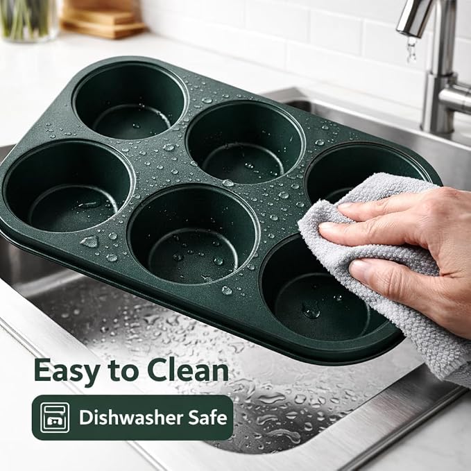 Wee's Beyond Non-Stick Muffin Pan 6 Cup – Easy Release Cupcake Pan 10.5 x 7.5 Inch Carbon Steel Muffin Tray for Baking – Durable Muffin Tins for Cupcakes, Muffins & Mini Cakes – Easy Clean Cupcake Tin