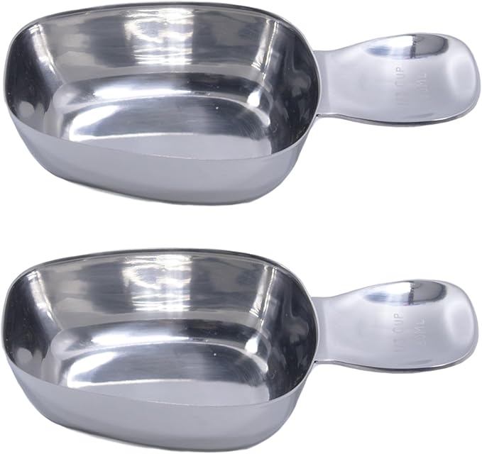 Honey Bear Kitchen Measuring Cup, Polished Stainless Steel (2, Canister Scoop 1/3 Cup 80 ml)