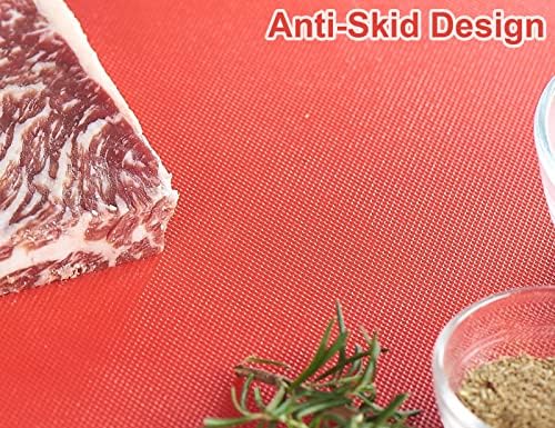 CURTA Cutting Boards for Kitchen, 24" x 18" x 0.5" Red Color Coded Plastic Chopping Board with Anti Slip Surface Dishwasher Safe