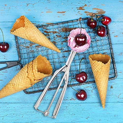 Relaxdays 4 Ice Cream Shooting Spoons for Large Balls of Ice Cream, Fruit and Cookie Dough, Stainless Steel, Silver, 53 mm