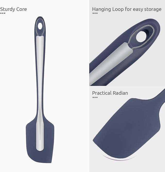 14" Extra Long Silicone Spatula: U-Taste 480ºF Heat Resistant Flexible Baking Mixer Scraper, Large Rubber Mixing Stirring Scraping Seamless Kitchen Turner Utensil for Nonstick Cookware(Midnight Blue)
