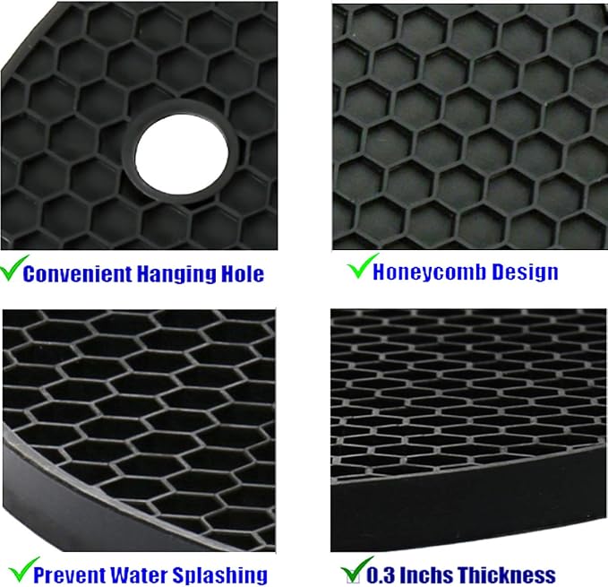 5 Pack Silicone Pot Holder Trivet Mats, Heatproof Trivets for Hot Dishes, Nonslip Insulation Honeycomb Rubber Hot Pads for Countertop, Extra Thick & Flexible Mats Heat Resistant Trivets (Multicolor)