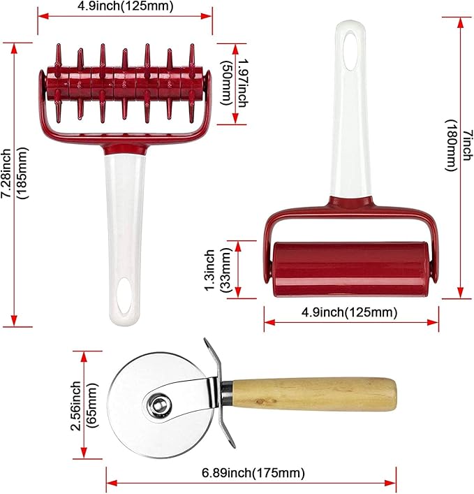 5 pcs Pizza Tool Set Includ Pastry Pizza Roller, Pizza Dough Docker that Time-Saving and Dough Scraper Cutter and Pizza Cutter Wheel and Silicagel Pastry Mat (5 pcs)