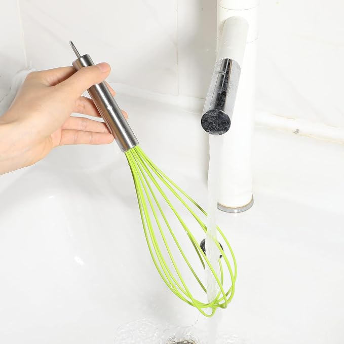 Webake Silicone Whisk Large Medium Small and Mini Whisk Set of 4, Heat Resistant Non-scratch Coated Kitchen Whisks for Cooking Nonstick Cookware, 4 Color Balloon Egg Wisk