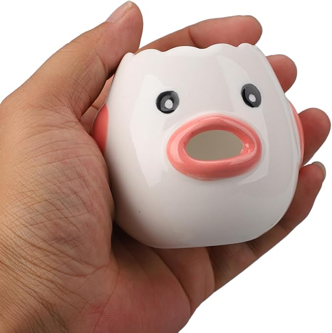 2Pcs Ceramic Egg Separator Set, Chicken-Shaped Yolk & White Divider | Pink/Yellow｜Serrated Edge Design｜Baking/Cooking Use｜Mess-Free Separation｜Dishwasher Safe｜Compact Storage｜Fun Kitchen Gadget