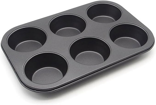 Muffin Pan 6 Cup Cupcake Baking Pan High Carbon Steel Muffin Tin | Nonstick Standard Size, Easy Clean Easy Release, Air-fryer Toaster Oven Egg Bites, Heat Evenly Metal Everyday Warp-Resistant