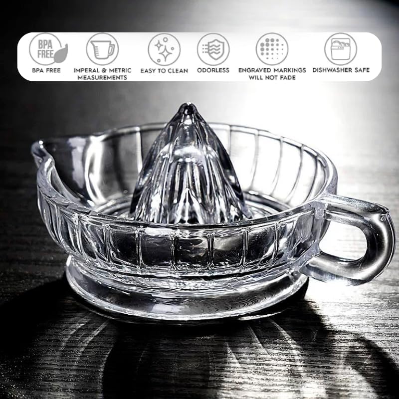 Glass Lemon Squeezer, Small Citrus Squeezer, Citrus Juicer Lemon Squeezer,Manual Clear Glass Reamer Cyrstal Manual with Handle and Pouring Mouth Juicer Heavyweight Glass(#1)