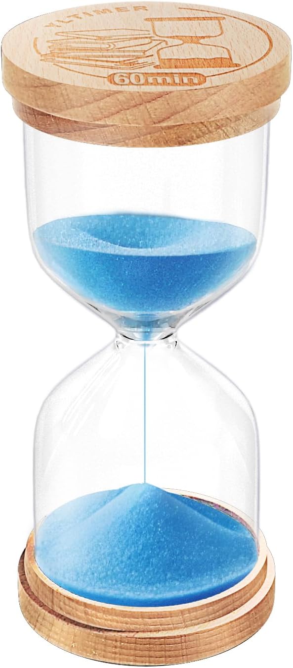 60 Minute Sand Timer Hourglass:Beech Wooden Sand Clock,Large Blue Sand Watch 60 Min,Reloj De Arena,Hour Glass Sandglass for Home,Classroom,Decor,Kitchen(Blue)
