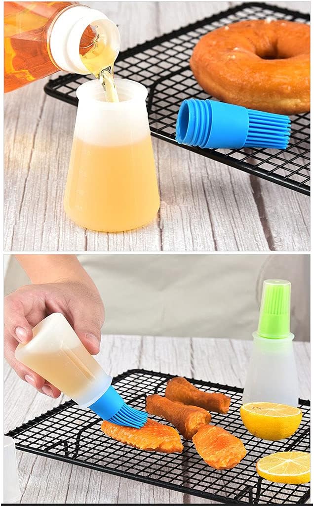 4 pcs Silicone Oil bottle brush， BBQ/Pastry Basting Brushes,Silicone Cooking Grill Barbecue Baking Pastry Oil/Honey/Sauce Bottle Brush (green)