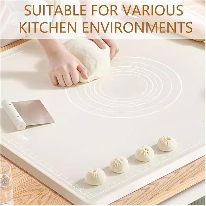 Silicone Pastry Mat 26" x 18"Extra Thick Silicone Baking Mat Pastry Mat with Measurements Non-stick Baking Mat for Rolling Out Dough,Bread,Pie,Cookies,Pizza,Fondant,Sourdough