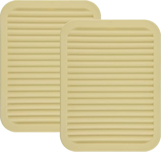 Beige Silicone Trivets Mats for Hot Dishes and Hot Pots, Hot Pads for Countertops, Tables, Pot Holders, Spoon Rest Small Drying Mats Set of 2 Many Colors for Your Choose