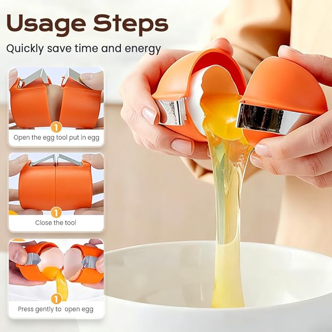2026 New Egg Shell Opener, Stainless Steel Egg Cracker Tool, Multifunctional Eggs Separator for Raw and Hard Boiled Eggs Peeler Shell Remover, Kitchen Gadget (Yellow 1pcs)