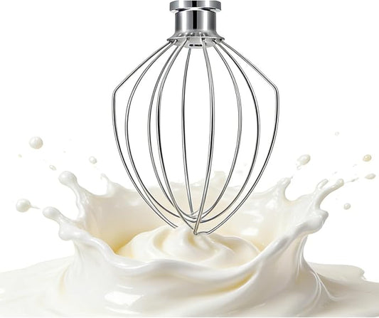 K5AWW Wire Whip for KitchenAid 5 Qt Bowl-Lift Mixer - Heavy Duty 6-Wire Stainless Steel Whisk Attachment - Dishwasher Safe for Whipping Cream, Eggs, Frosting & Cake Batter