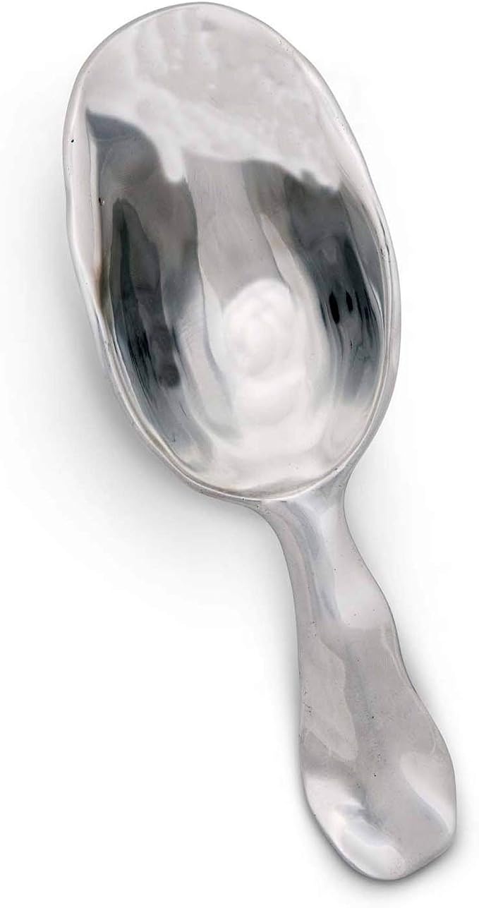 Arthur Court Modern Carmel Pattern Metal Handle Bar Ice Scoop, Dry Bin Scoop, Dry Goods Scoop, Candy Scoop, Spice Scoop Sand Casted and Hand Polished Aluminum 8 inch Long