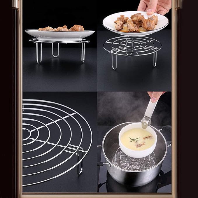 Steam Rack, Heavy Duty Steaming Rack Stand, Stainless Steel Round Steamer Cooling Rack Trivet, Pot Steamer Insert Food Stand, Steaming Cookware Accessories(15.5cm/6.1in)