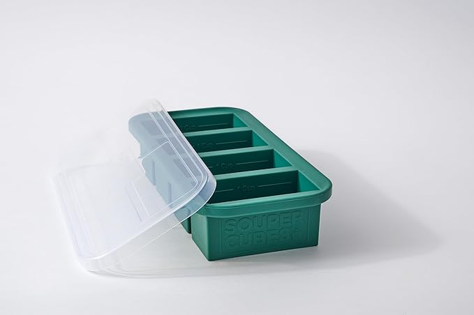 Souper Cubes 1 Cup Silicone Freezer Mold with Lid, Kale, 1-Pack | 100% Platinum-Cured Silicone Freezer Cube, Oven and Microwave Safe, Perfect for Freezing Soup, Rice, Protein, Grains and More