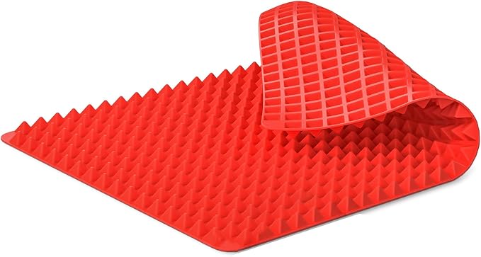 Silicone Pyramid Baking Mat, 16 x 11.42 in, Heat-Resistant (Red) | Pyramid Pan Silicone Baking Mat; Air Circulation Design; Flexible; Non-Slip; Dishwasher Safe; for Cooking, Roasting, and BBQ