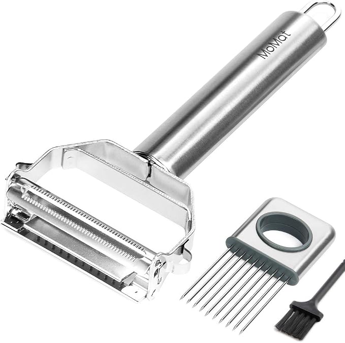 Potato Peeler Julienne Carrot Julienne & Peeler Stainless Steel Metal Fruit Vegetable Peeler Onion Slicer Chopper Onion Holder Tomato Cutter