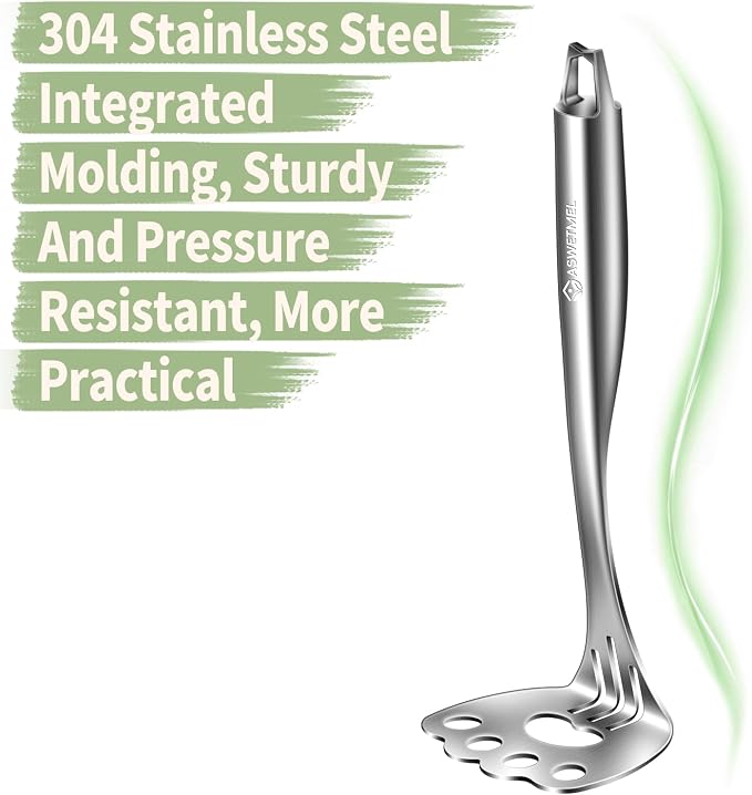 Heavy Duty Potato Masher Stainless Steel, ASWETMEL Cat Paw Shape Mashed Potato Masher Kitchen Tool, Solid Integrated Potatoes Smasher for Beans, Avocados, Squash, Dishwasher Safe
