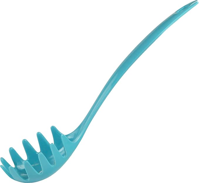 Spaghetti Spoon, Pasta Server, Fork with Ergonomic Handle, Heat Resistant, BPA Free,11.5 inch Melamine Utensil by Reston Lloyd, 6 piece set, Turquoise