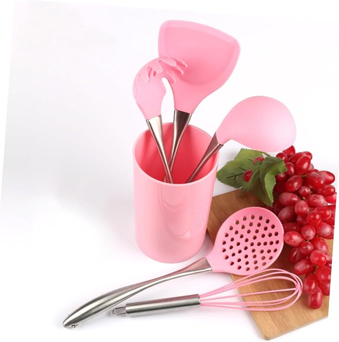 Stainless Steel Handle Silicone Slotted Spaghetti Spoon Non Stick Cooking Utensil for Home and Restaurant Use Pasta Server Kitchen Tool