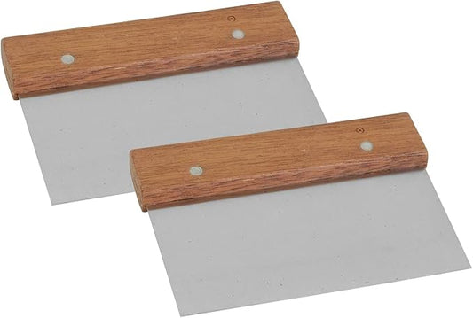 Stainless Steel Bench Scraper, Chopper Dough with Wooden Handle for Bakeware (2 PC)