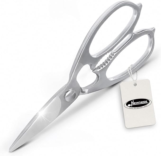 Multi-Purpose Kitchen Scissors, Premium Stainless Steel Solid Kitchen Shears for Can Opener, Walnut Cracker, Heavy Duty Poultry Scissors with Sharp Blade for Cutting Turkey, Chicken, Bones