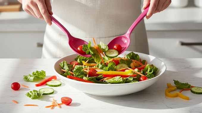 Reston Lloyd Cooking Spoon for Serving, Basting, Mixing, Heat Resistant, BPA Free Melamine 11 inch Utensil with Ergonomic Handle, Magenta