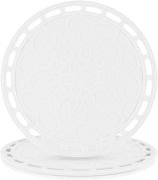 White Silicone Trivet Mat Big Round Silicone Pot Holder Hot Pads and Trivets for Hot Dishes and Hot Pots, Hot Mats for Countertops, Tables, Spoon Rest Small Place Mats Set 3