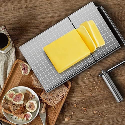 Stainless Steel Multipurpose Cheese Slicer with 5 Replaceable Cutting Line, 304 Stainless Steel Board with Measuring Grids, Easy to Clean Dishwhaser Safe Cheese Slicer, Kitchen Helper for Women