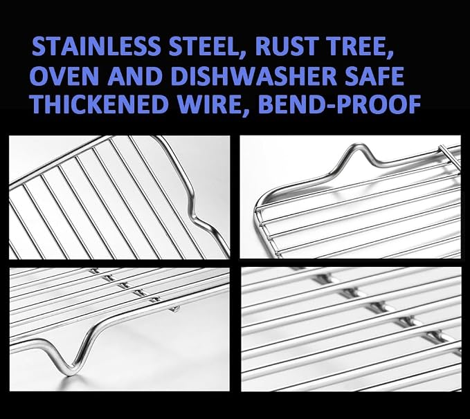 Heavy Duty Baking Rack 6.3"X10.1" Stainless Steel Cooling Rack Oven Safe Fits Air Fryer/Stockpot/Instant Pot/Pressure Cooker, Rust Free Rectangle Canning Rack (6.3"X10.1",25.7X16cm)