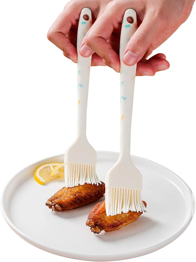 Silicone Basting Brushes,Heat-Resistant Candy Colors Pastry Brush, Strong Steel Core and One-Piece Design, Perfect for BBQ, Grilling, Baking, and Kitchen Cooking, BPA-Free (2)