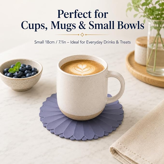 Heat-Resistant Silicone Trivet Mats, Non-Slip Hot Plate Holder for Kitchen Countertops & Dining Table, Reusable Pot Holder Pad with Secure Grip, Dishwasher Safe (Grey, Diameter: 18cm/7.09")