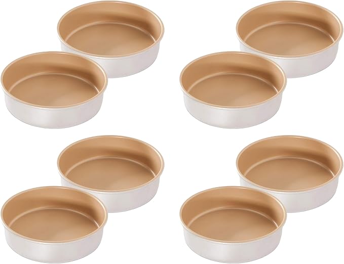 Nordic Ware 9" Round Non-stick Natural Aluminum Cake Pans, Metallic, 9 Inch (Pack of 8)
