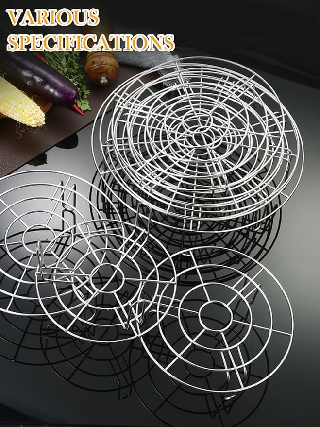 Grill Wire Cooling Racks for Oven Use Dia 10.2" Stainless Round Cooking Racks for Barbecue Air Fryer Instant Pot Pressure Cooker Canning Dutch Oven (Height 1.8",10.2"/26cm)