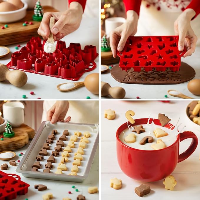 Decora, 0255235 Mini Milk CupCookies Cookie Cutter, Ideal for Making 22 Mini Christmas Cookies, to Sink into Milk to Make Christmas Breakfast Unique
