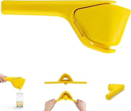 Dreamfarm Fluicer Fold-Flat Citrus Juicer - Lemon Easy, manual fresh lemon juice squeezer with pip catcher, suits lemons and limes, compact storage, 10" | Space-saving storage, gets every last drop