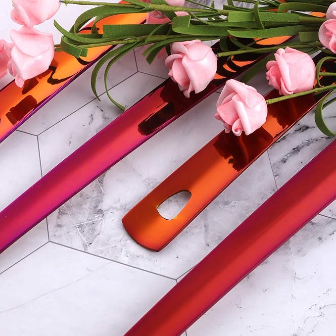 Spaghetti Server, BuyGo Stainless Steel Rainbow Red Pasta Spaghetti Fork with Mirror Polish, Metal Pasta Server for Kitchen or Restaurant
