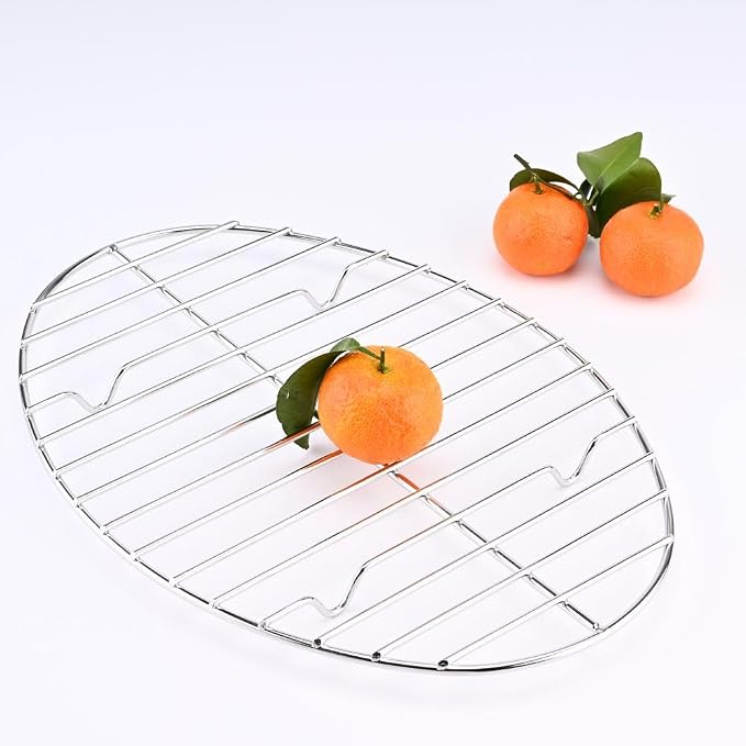 Oval roasting rack,Heavy-Duty Stainless Steel wire rack for roasting pan use,Great for Cooking,Dishwasher Safe & Non-Toxic (12.4inch*8.5inch)