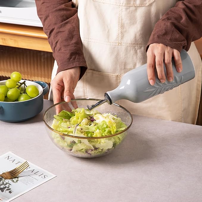 Sweejar Ceramic Oil Dispenser Bottle, 20 Oz, Gray, Set of 1