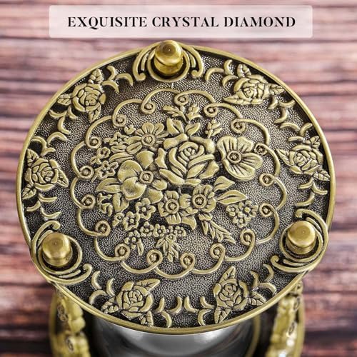SuLiao Hourglass Sand Timer 60 Minute, 60 Min Mandala Rose & Engraving Brass Sand Clock,Metal Iron Black Sand Timer, Antique Reloj De Arena,Unique 1 Hour Glass Sandglass for Gift Office Desk Decor