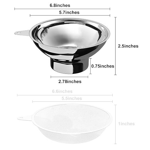 Serinar 5.7 Inch X 2.78 Inch Mouth Metal Canning Funnel for Wide Mouth Mason Jars - Stainless Steel Wide Mouth Funnel for Kitchen Filling（Wide-Mouth Funnel Without Filter）