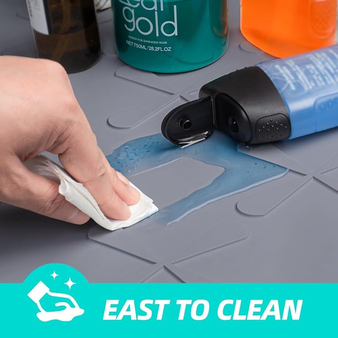 Waterproof Under Sink Mat 31" x 19" Silicone Mat Cabinet Protector | Heavy Duty Kitchen Cabinet Liner, Easy Press Drain, Home Essentials for Pet Feeding, Boots, Bathroom, Organizers & Storage