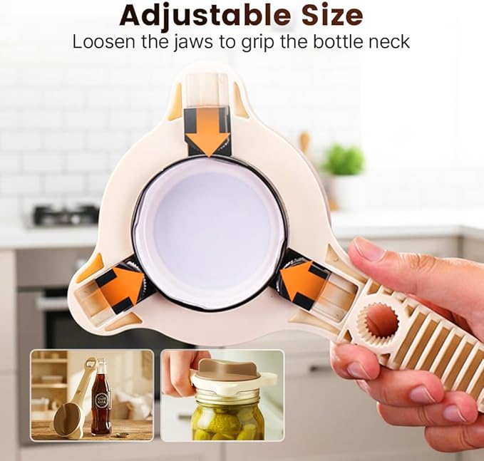 2026 New 4-in-1 Jar Opener - Adjustable Stainless Steel Lid Remover for Seniors & Arthritis Sufferers, Fits Kitchen Jars, Bottles & Cans (2PCS)