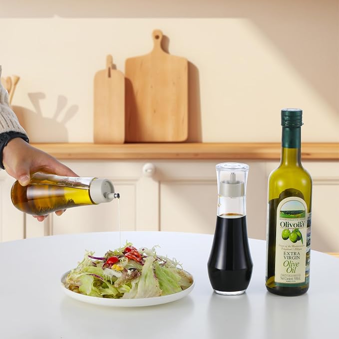 Summark Diamond Olive Oil Dispenser Bottle,Oil and Vinegar Dispenser for kitchen,Elegant Glass Cooking Oil Dispenser,Dispenser Bottle of 10 OZ - Set of 2
