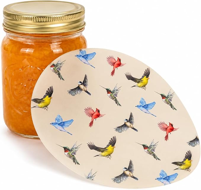 Andreas Silicone Jar Opener, Multi Birds Tan – 6.25" Non-Slip Lid Gripper & Garlic Peeler, Dishwasher Safe, Multi-Use, Durable Silicone & Fabric, Made in the USA, JO-366T