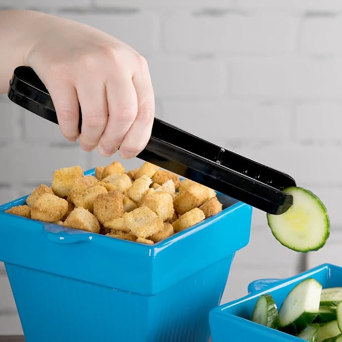 Fit Meal Prep [30 Pack] 10 x 8.5" Spoons, 10 x 8.5" Forks, 10 x 9" Tongs Combo, Black Disposable Plastic Serving Utensils Set, Heavy Duty Catering Supplies, Wedding, Birthday Party, Buffet