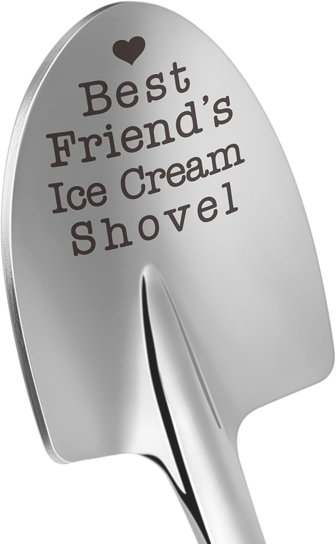Funny Friendship Gifts for Best Friends Ice Cream Shovel Spoon, Friendship Present for Her/Him, Birthday Gift for Friend, Bestie, Sister, Romantic Dessert Spoon Gift for Girlfriend Boyfriend Partner
