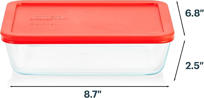 Pyrex Simply Store 6 Cup Glass Food Storage Container, BPA-Free Lids | BPA-free lid, freezer, dishwasher & microwave safe